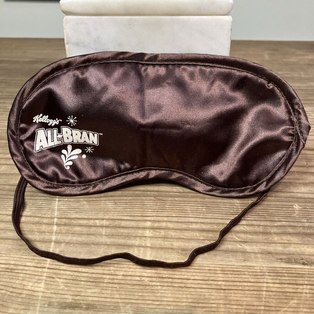 VTG Kellogg’s All Bran Sleep Eye Mask Brown Satin Cereal Advertising Promotion
